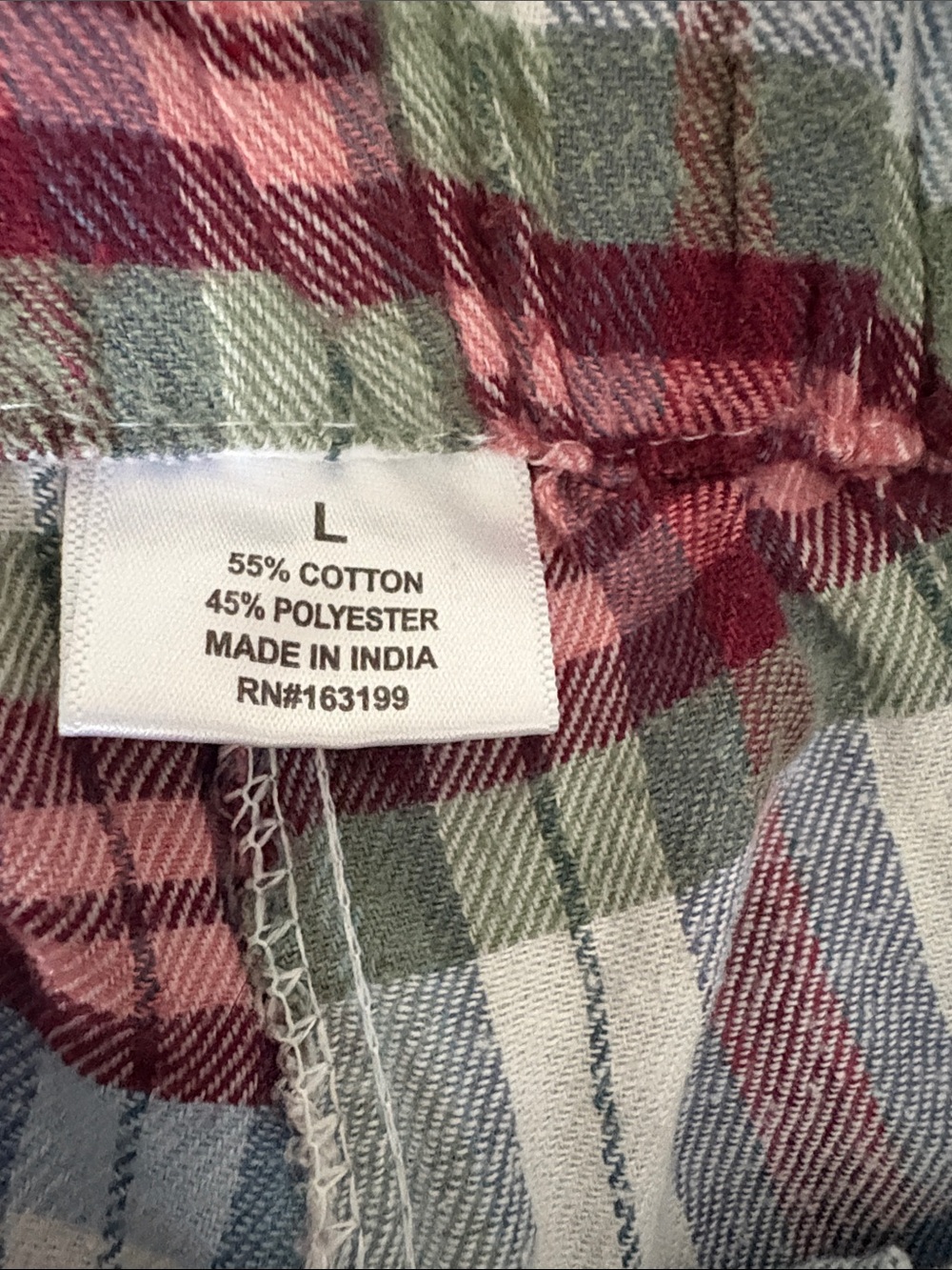Plaid Cotton Lounge Shorts with Burgundy Drawstring - Picture 2 of 3